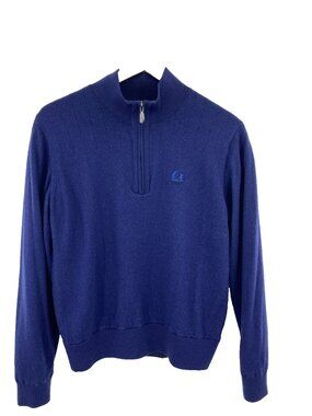 Bobby Jones Extra Fine Marino Wool Men's Medium Sweater Royal Blue 1/4 Zip Golf